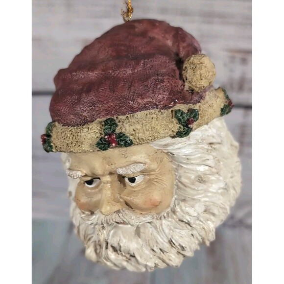 Vintage Santa Clause Head Christmas Ornaments Ceramic or Resin - Picture 13 of 13